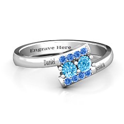 Must Be Love Two Stone Ring in 925 Sterling Silver with Blue Topaz and Fancy Blue Premium Zirconia