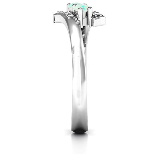 Must Be Love Two Stone Ring – Sterling Silver with Opal and White Premium Zirconia