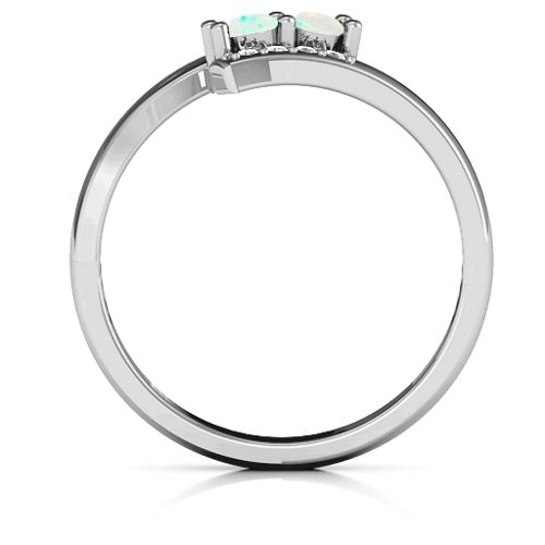 Must Be Love Two Stone Ring – Sterling Silver with Opal and White Premium Zirconia