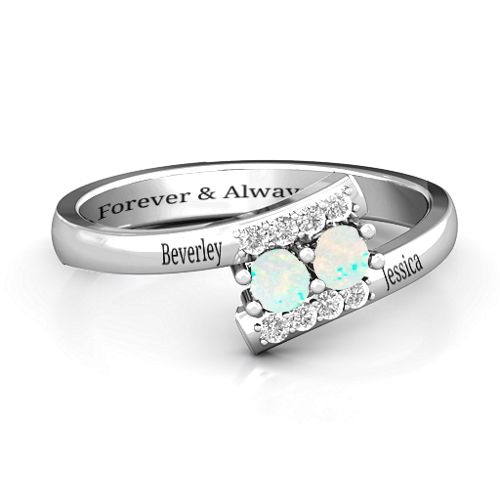Must Be Love Two Stone Ring – Sterling Silver with Opal and White Premium Zirconia