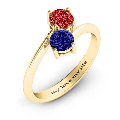 Destined For Love Double Gemstone Ring – 18K Gold Plated Silver with Blue Sapphire and Garnet
