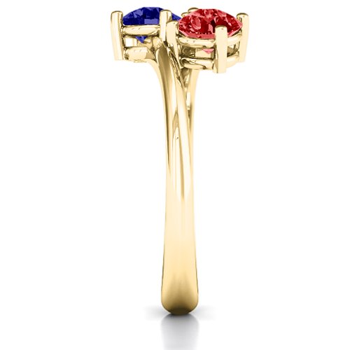 Destined For Love Double Gemstone Ring – 18K Gold Plated Silver with Blue Sapphire and Garnet