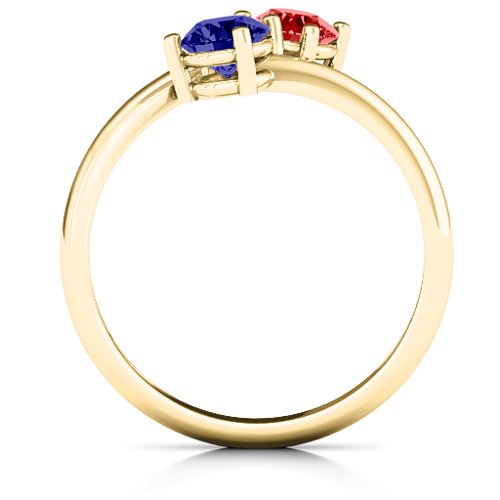 Destined For Love Double Gemstone Ring – 18K Gold Plated Silver with Blue Sapphire and Garnet