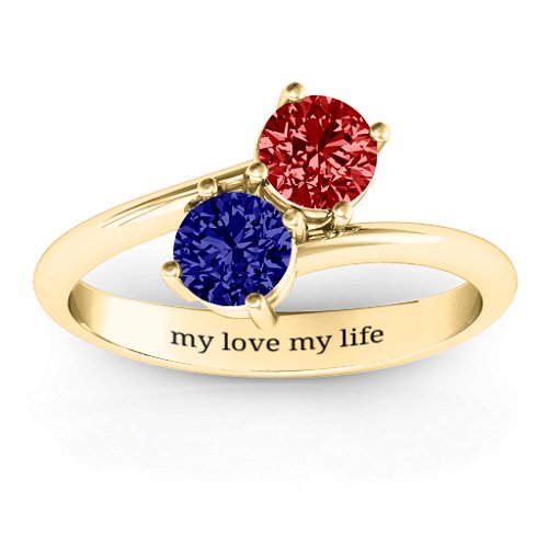 Destined For Love Double Gemstone Ring – 18K Gold Plated Silver with Blue Sapphire and Garnet