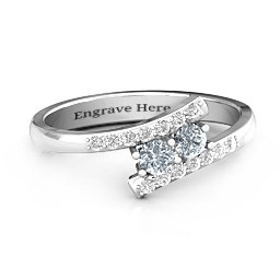 Moment We Met Two Stone Ring in 925 Sterling Silver with Cubic Zirconia and White Premium Zirconia