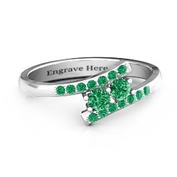 Moment We Met Two Stone Ring in 925 Sterling Silver with Emerald and Green Premium Zirconia