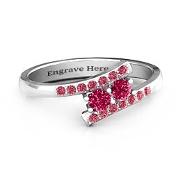 Moment We Met Two Stone Ring in 925 Sterling Silver with Ruby and Red Premium Zirconia