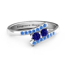 Moment We Met Two Stone Ring in 925 Sterling Silver with Blue Sapphire and Fancy Blue Premium Zirconia