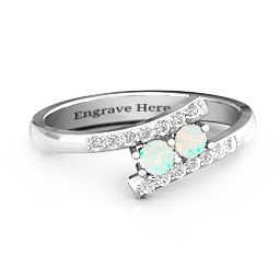Moment We Met Two Stone Ring in 925 Sterling Silver with Opal and White Premium Zirconia