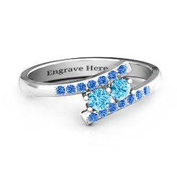 Moment We Met Two Stone Ring in 925 Sterling Silver with Blue Topaz and Fancy Blue Premium Zirconia
