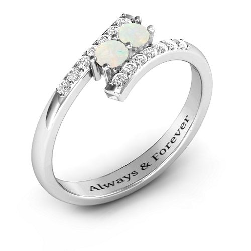 Moment We Met Two Stone Ring – Sterling Silver with Opal and White Premium Zirconia