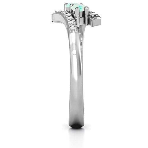 Moment We Met Two Stone Ring – Sterling Silver with Opal and White Premium Zirconia