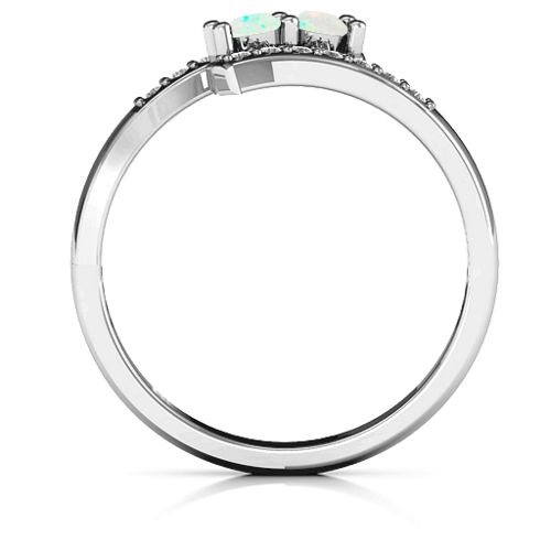 Moment We Met Two Stone Ring – Sterling Silver with Opal and White Premium Zirconia
