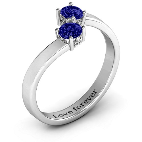 Two Stone Ring With Filigree Settings