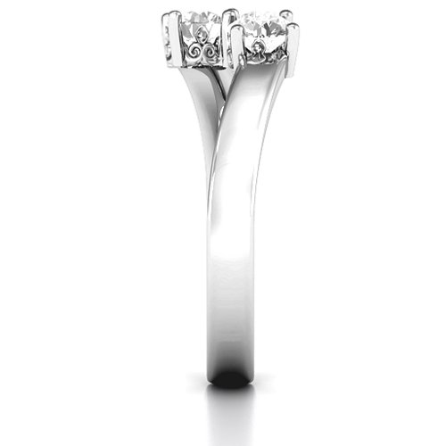 Two Stone Ring With Filigree Settings – Sterling Silver with White Sapphire