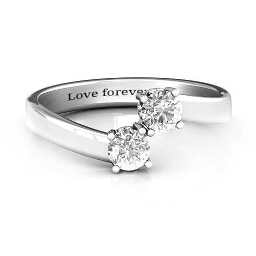 Two Stone Ring With Filigree Settings – Sterling Silver with White Sapphire