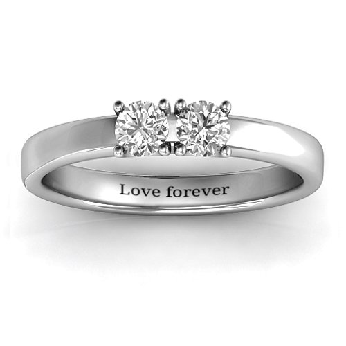 Meet In The Middle Two Stone Ring – Sterling Silver with White Sapphire