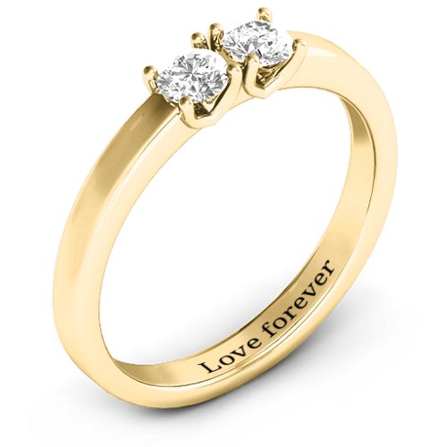 Meet In The Middle Two Stone Ring – 9kt Yellow Gold with White Sapphire