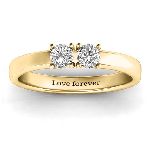 Meet In The Middle Two Stone Ring – 9kt Yellow Gold with White Sapphire