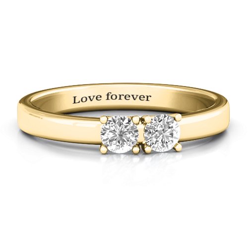 Meet In The Middle Two Stone Ring – 9kt Yellow Gold with White Sapphire