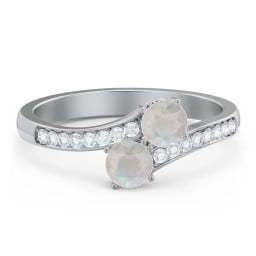 Two Stone Ring With Sparkling Accents And Filigree Settings