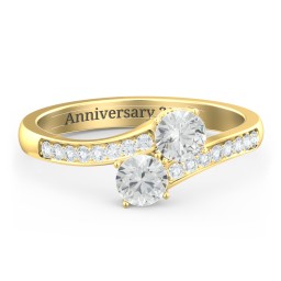 Two Stone Ring With Sparkling Accents And Filigree Settings