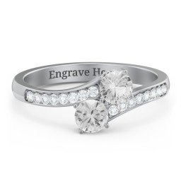 Two Stone Ring With Sparkling Accents And Filigree Settings