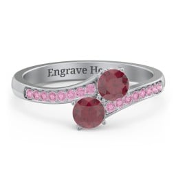 Two Stone Ring With Sparkling Accents And Filigree Settings