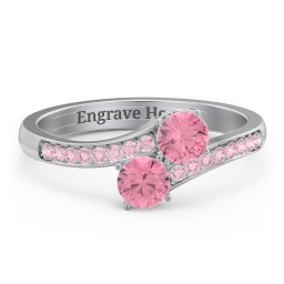 Two Stone Ring With Sparkling Accents And Filigree Settings