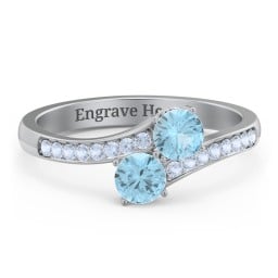 Two Stone Ring With Sparkling Accents And Filigree Settings