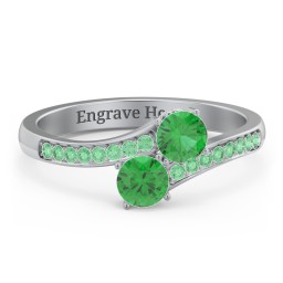 Two Stone Ring With Sparkling Accents And Filigree Settings