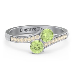 Two Stone Ring With Sparkling Accents And Filigree Settings
