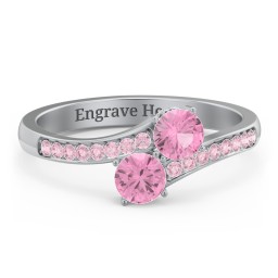 Two Stone Ring With Sparkling Accents And Filigree Settings