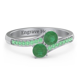 Two Stone Ring With Sparkling Accents And Filigree Settings