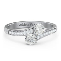 Two Stone Ring With Sparkling Accents And Filigree Settings