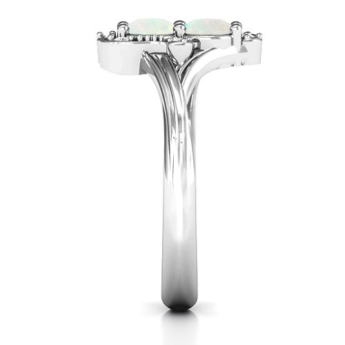 Sense of Style Two Stone Ring – Sterling Silver with Opal and White Premium Zirconia