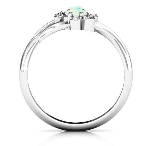 Sense of Style Two Stone Ring – Sterling Silver with Opal and White Premium Zirconia