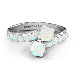 Intricate Infinity Two Stone Ring in 925 Sterling Silver with Opal
