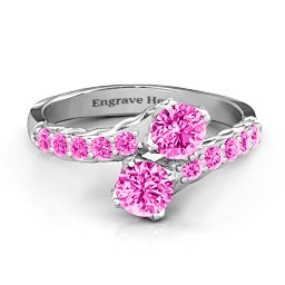 Intricate Infinity Two Stone Ring in 925 Sterling Silver with Pink Tourmaline