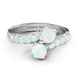Intricate Infinity Two Stone Ring in 925 Sterling Silver with Opal