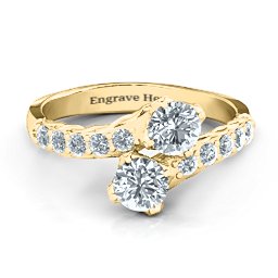 Intricate Infinity Two Stone Ring in 9K Solid Yellow Gold with Cubic Zirconia