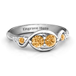 Classic Curves Two-Stone Ring in 925 Sterling Silver with Citrine and White Premium Zirconia