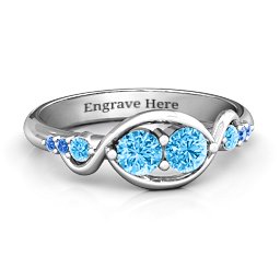 Classic Curves Two-Stone Ring in 925 Sterling Silver with Blue Topaz and Fancy Blue Premium Zirconia