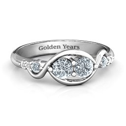 Classic Curves Two-Stone Ring in 925 Sterling Silver with Cubic Zirconia and White Premium Zirconia