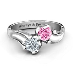 Two Stone Sparkle Ring – Sterling Silver with Ruby