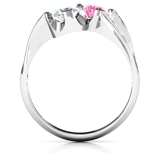 Two Stone Sparkle Ring – Sterling Silver with Cubic Zirconia and Pink Tourmaline