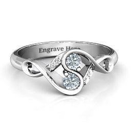 Element of Infinity Two Stone Ring in 925 Sterling Silver with Cubic Zirconia and White Premium Zirconia