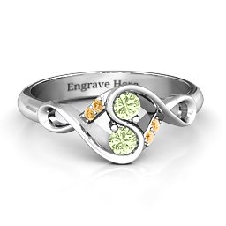 Element of Infinity Two Stone Ring in 925 Sterling Silver with Peridot and Fancy Yellow Premium Zirconia