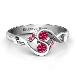 Element of Infinity Two Stone Ring in 925 Sterling Silver with Ruby and Red Premium Zirconia