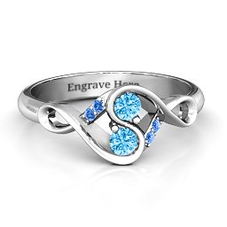 Element of Infinity Two Stone Ring in 925 Sterling Silver with Blue Topaz and Fancy Blue Premium Zirconia